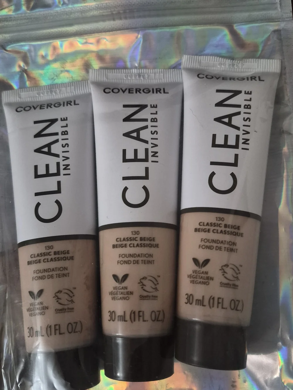 3 New COVERGIRL Clean Invisible Foundation Tubes in Classic Beige